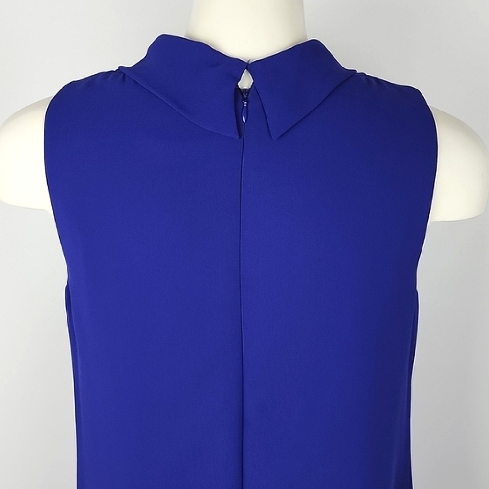 SLNY Women's Royal Blue Tiered Chiffon Sleeveless Shift Dress 6 - Picture 5 of 13